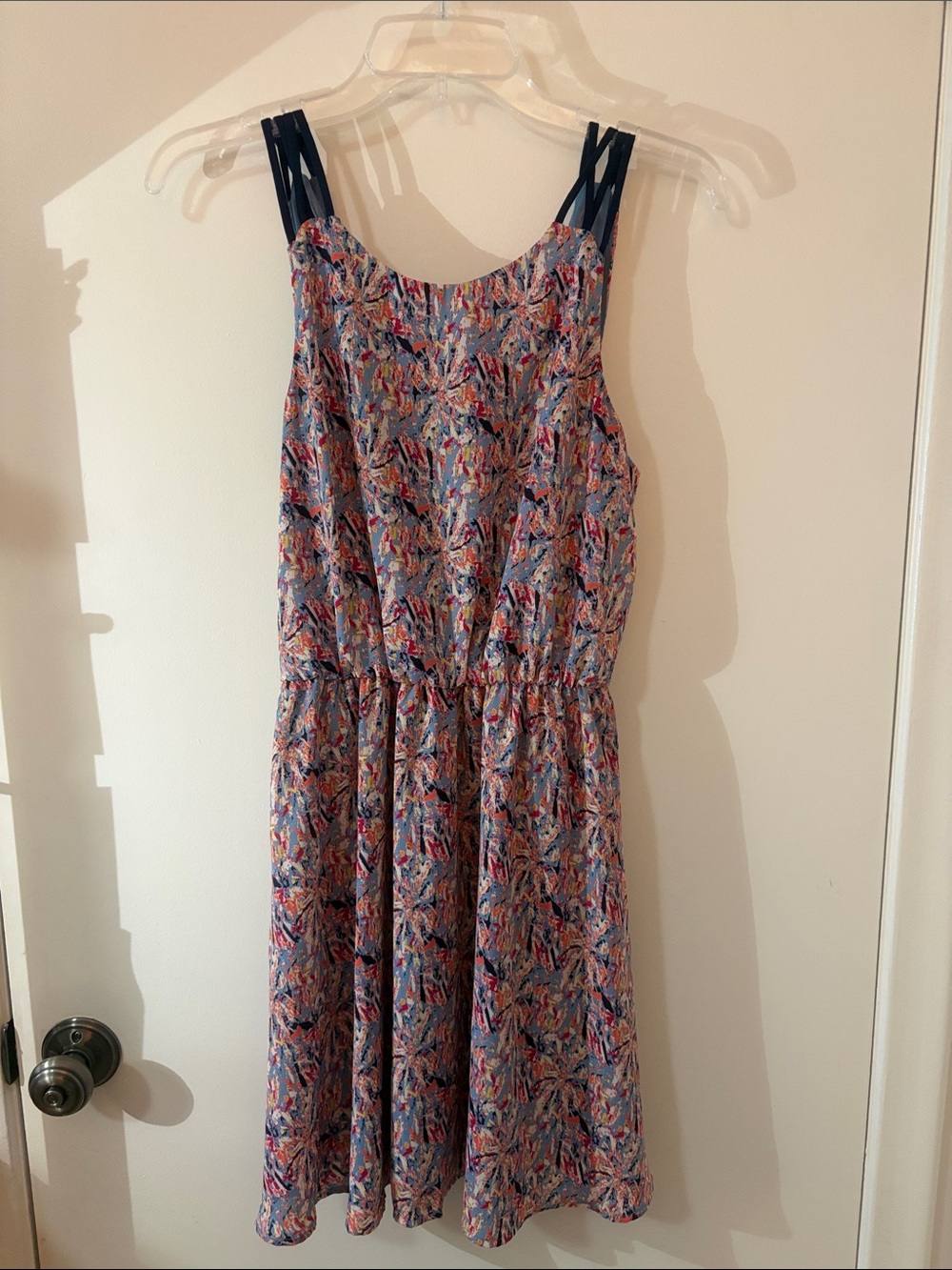 Lush Multicolor Printed Mini Dress with Navy Straps
